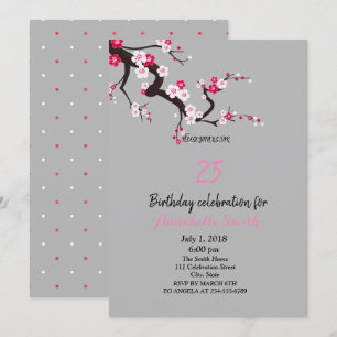 Invitation Elégante Fleur de Cerisier rose Blanc floral Anniv