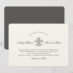 Invitation Elégante Fleur de Lis Mariage et RSVP 2