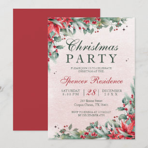 Invitation Elégante fleur de noël de mistletoe