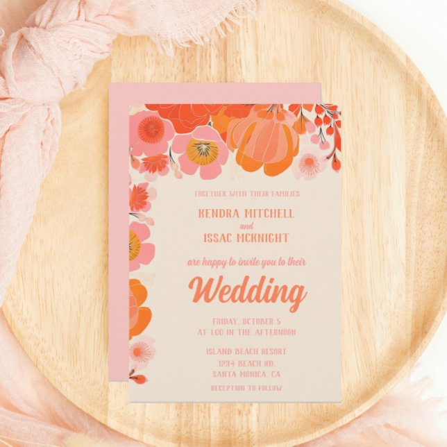 Invitation Élégante fleur de pivoine rose corail (Créateur téléchargé)