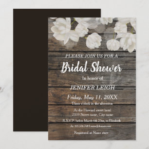 Invitation Elégante fleur de tulipe blanche rustique douche n