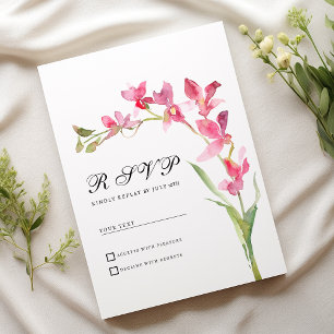 Invitation Élégante fleur d'orchidée rose vert été RSVP
