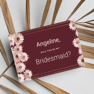 Invitation Élégante fleur marguerite en or rose bordeaux Brid