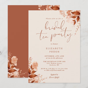 Invitation Élégante Fleur Rustique Terracotta Bridal Tea Part