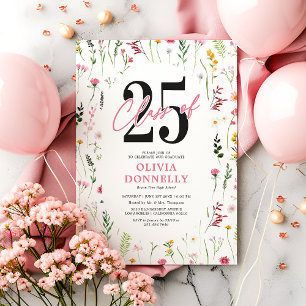 Invitation Élégante Fleur sauvage 2025 Graduation Party