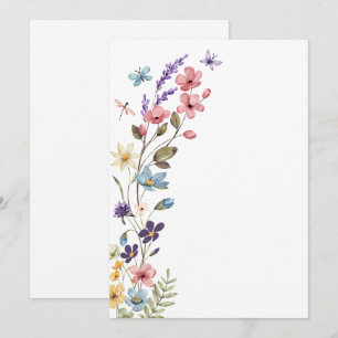 Invitation Élégante Fleur Sauvage Mariage Printemps Été Blanc
