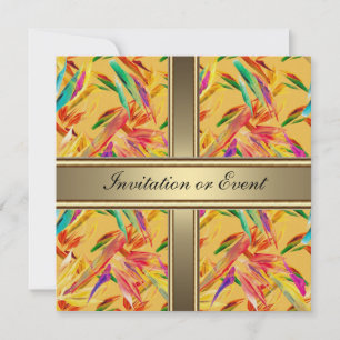 Invitation Élégante Fleurs Vintage Jaune