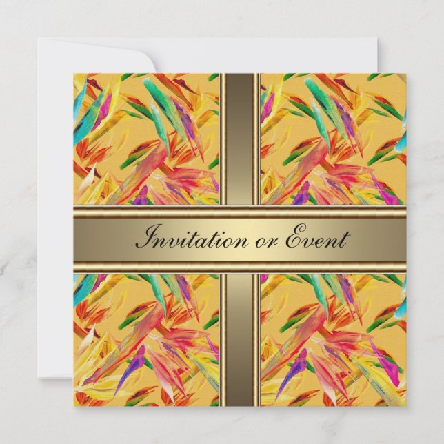 Invitation Élégante Fleurs Vintages Jaune (Devant)