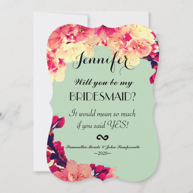 Invitation Élégante floraison de cerises sur Turquoise rustiq (Devant)