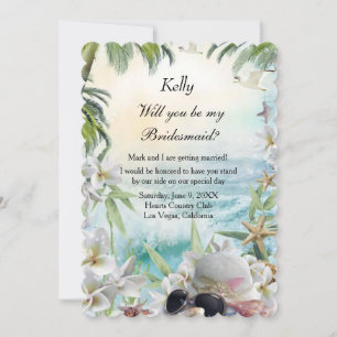 Invitation Elégante Floral Tropical Beach Mariage Bridesmaid