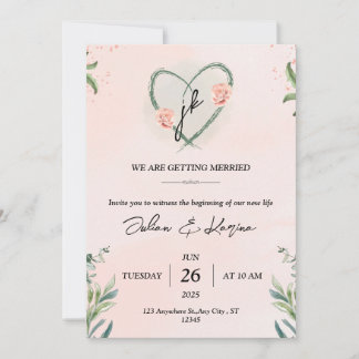 Invitation élégante florale aquarelle rose sarcell