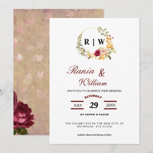 Invitation Elégante florale avec texte calligraphique Invitat