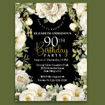 Invitation Elégante florale blanche 90e anniversaire<br><div class="desc">Élégante Invitation Florale Blanche 90e Anniversaire Pour Femmes. Il Est Facile De Changer L'Exemple De Texte En Vous Propre En Cliquant Sur Personnaliser. Cliquez Sur Personnaliser/Modifier Avec L'Outil De Création Pour Modifier Le Type De Police, La Couleur De Police, La Taille De Police, Ou Pour Ajouter/Supprimer/Modifier Le Texte Ou Les...</div>