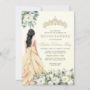 Invitation Elégante Florale Botanique Or Princesse Quinceañer
