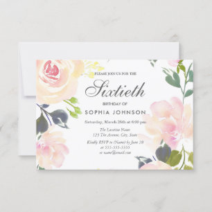 Invitation élégante florale botanique pour les 60 