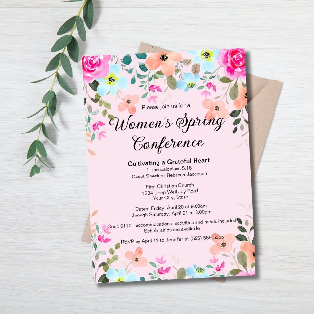 Invitation Élégante Florale de Printemps pour Femmes Retraite (Créateur téléchargé)