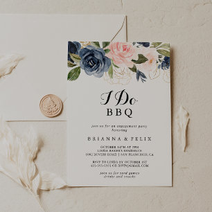 Invitation Elégante Florale d'hiver I Do BBQ Engagement Party