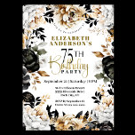 Invitation Élégante florale noire et or 75e anniversaire<br><div class="desc">Elégante Florale Noire et Or 75e Anniversaire Invitation Pour Femmes. Il Est Facile De Changer L'Exemple De Texte En Vous Propre En Cliquant Sur Personnaliser. Cliquez Sur Personnaliser/Modifier Avec L'Outil De Conception Pour Modifier Le Type De Police, La Couleur De Police, La Taille De Police Ou Pour Ajouter/Supprimer/Modifier Le Texte...</div>
