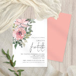 Invitation Elégante florale rose vif Quarantième anniversaire<br><div class="desc">Elegant Blush Pink Florals 40Anniversaire Invitation. une illustration florale d'art tendance pour invitation vos invités à célébrer votre 40ème anniversaire, avec des fleurs et feuilles au coin supérieur gauche. Un élégant script pour l'occasion et personnaliser facilement le reste du texte selon vos propres besoins. Un arrière - plan rose roux...</div>