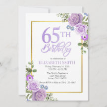 Élégante florale violette 65e anniversaire Invitat