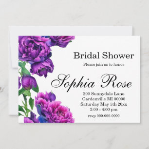 Invitation Elégante floraux d'aquarelle rose magenta violet