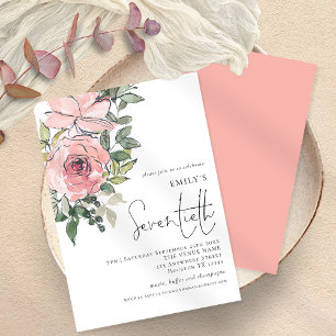 Invitation Elégante Flore Blush Seventieth Anniversaire