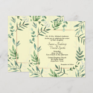 Invitation Elégante flore et faune Cadre Mariage Jaune