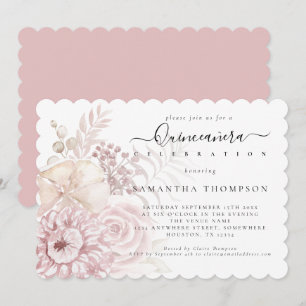 Invitation Elégante Flore rose Dusty Quinceañera