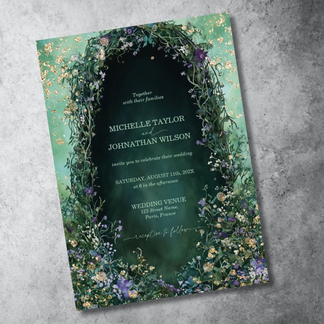 Invitation Élégante forêt Vintage florale victorienne enchant (Créateur téléchargé)