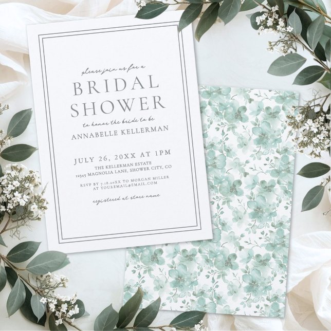 Invitation Élégante Garden Party de Mariage dans les Tons de  (Sage Green Botanical Elegant Bridal Shower Invitation)