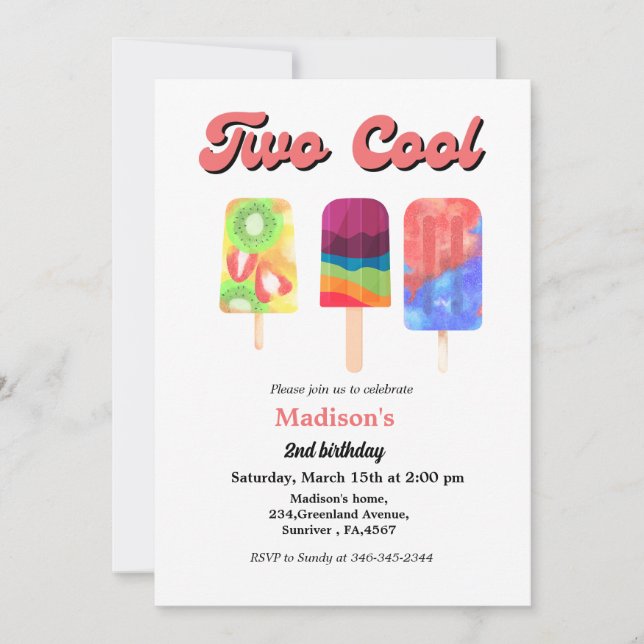 Invitation Élégante glace pops deux cool fête d'anniversaire (Devant)
