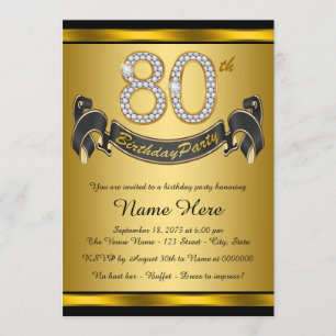 Invitation Elégante Gold 80th Birthday Party