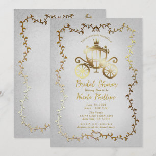 Invitation Élégante Gold Carriage White Storybook Bridal
