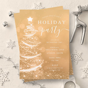 Invitation Elégante Gold Christmas Tree Company Holiday