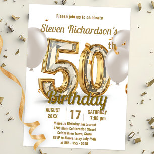 Invitation Elégante Gold et Diamond 50e anniversaire
