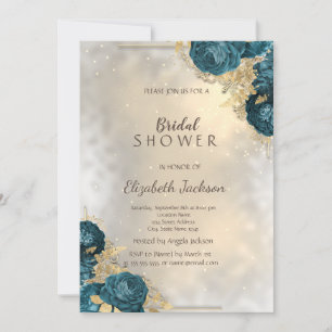 Invitation Elégante Gold Green Rose nuptiale douche Invitatio
