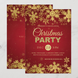 Invitation Elégante Gold & Red Corporate Holiday Party