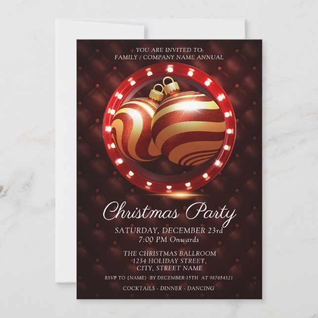 Invitation Élégante Gold Red White Corporate Christmas Party (Devant)