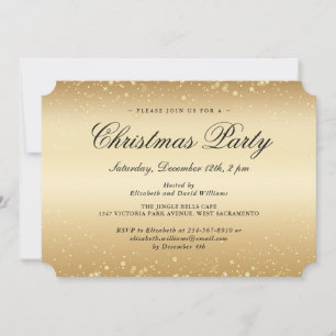 Invitation Élégante Gold Snowflakes Noël Fête de Noël