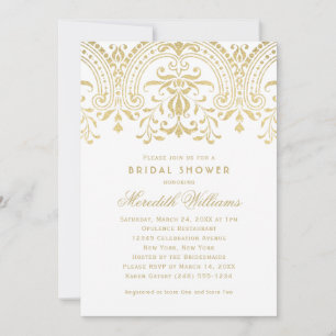 Invitation Elégante Gold Vintage Glamor Mariage Fête des mari