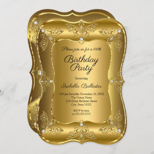 Invitation Elégante Golden Birthday Party Gold Elite Diamond