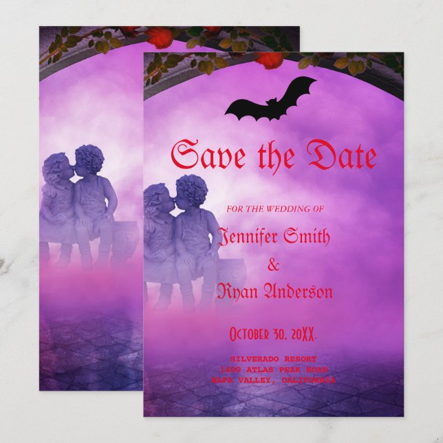 Invitation élégante gothique pour mariage à conser (Devant / Derrière)