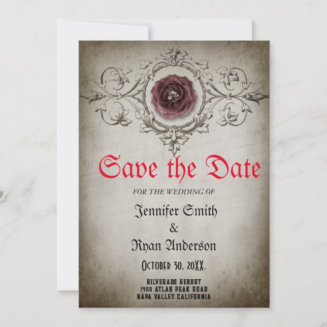 Invitation élégante gothique pour mariage à reteni (Devant)
