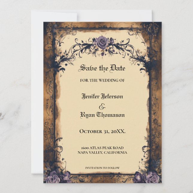 Invitation élégante gothique pour sauver la date d (Devant)