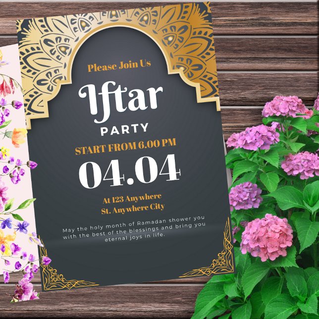 Invitation élégante grise pour la soirée Iftar de  (Créateur téléchargé)