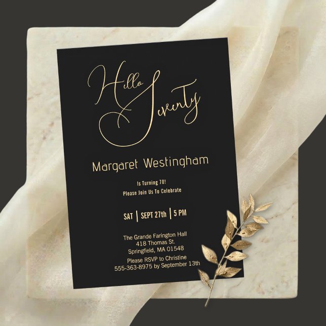 Invitation élégante « Hello Seventy » pour 70e ann (Créateur téléchargé)
