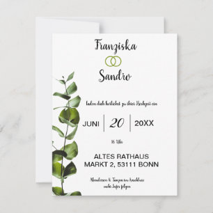 Invitation Elegante Hochzeitseinladung mit Grünen Blättern -