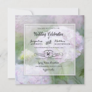 Invitation Élégante Hydrangea Garden Floral Script Typographi