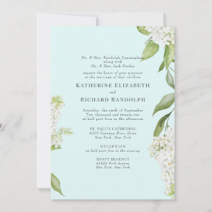 Invitation Elégante Hydrangea Seafoam V Mariage