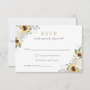 Invitation Elégante Hydrangea Sunflowers mariage RSVP
